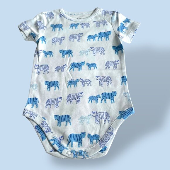 NEW💛Janie and Jack💛 Baby Bodysuit Soft Blue Tiger Print 100% Cotton 3-6 Months - Picture 1 of 4
